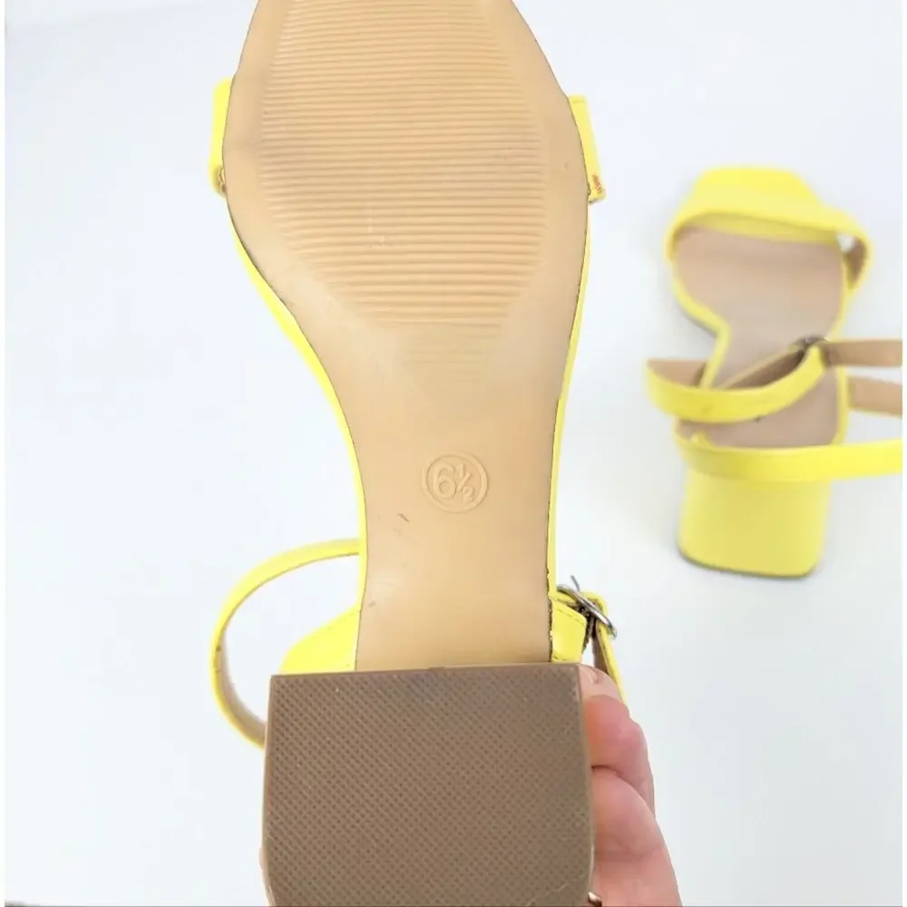 Wild Fable Yellow Square Toe Block Heel Sandals Size 6.5